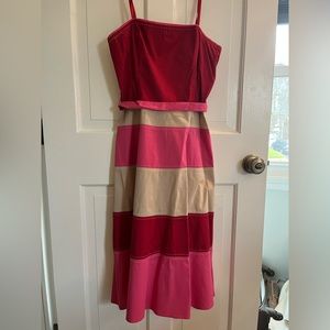 BCBG MaxAzaria Strapless color block dress with tie waist